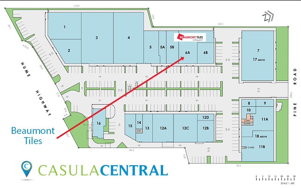 Map showing Beaumont Tiles location
