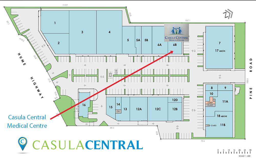 Map showing Casula Central Medical Centre location