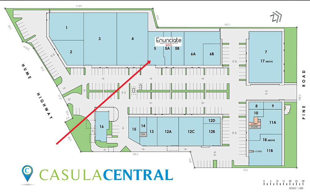 Map showing Enunciate Speech Pathology location