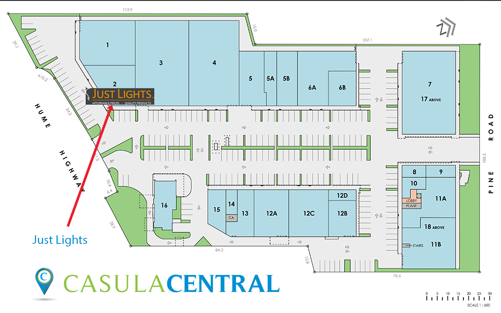Map showing Just Lights location